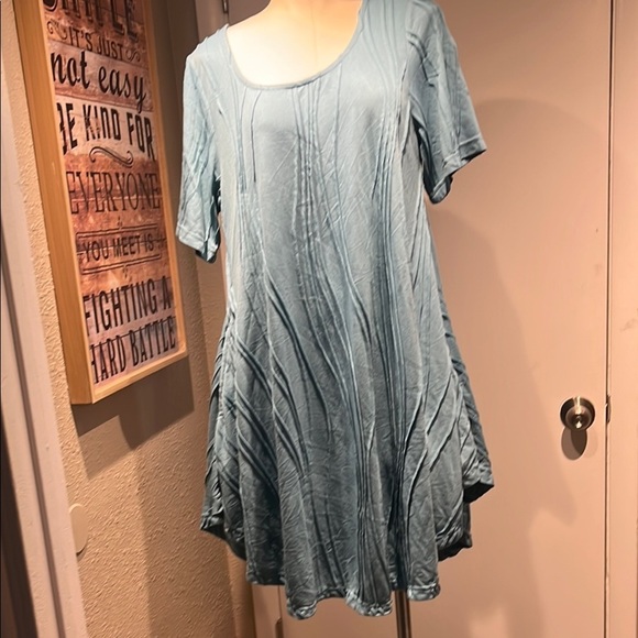 Casual Blue Scoop Neck Mini Sundress - Picture 1 of 16